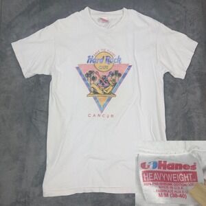 Vintage 90s Hard Rock Cafe Cancun Save The Planet Graphic T Shirt Men's M White